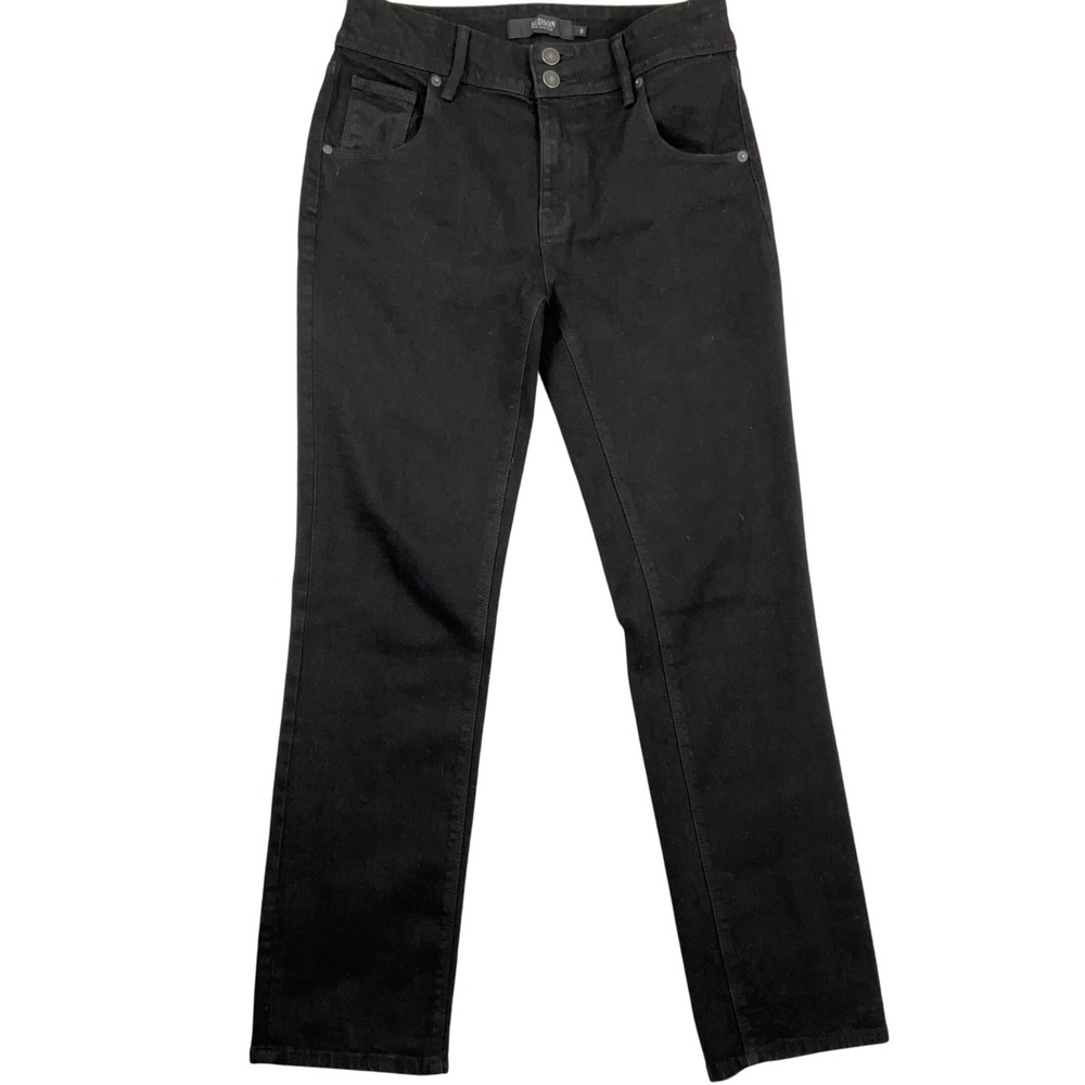 Hudson LA Nico Jeans Women 6 Black Flap Pocket Straight Leg Cotton Stretch Denim